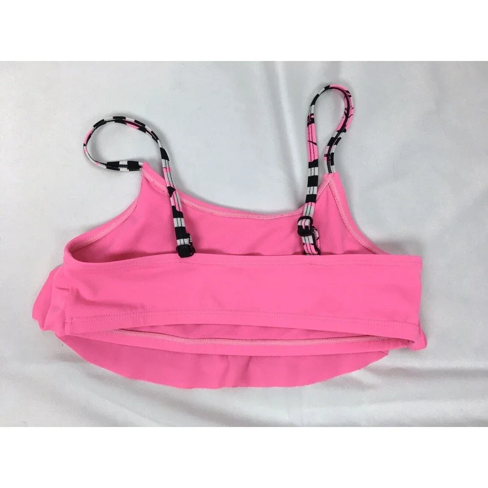 Justice Girl Size 12 Pink Swim Top Ruffle “Aloha” Bikini‎